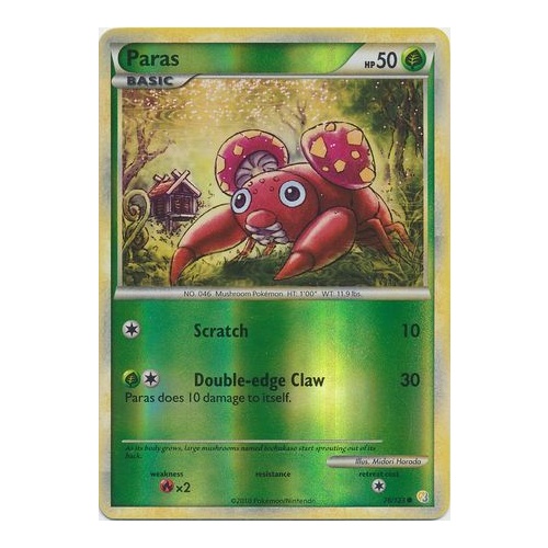 Paras 76/123 HS Base Set Reverse Holo Common Pokemon Card NEAR MINT TCG