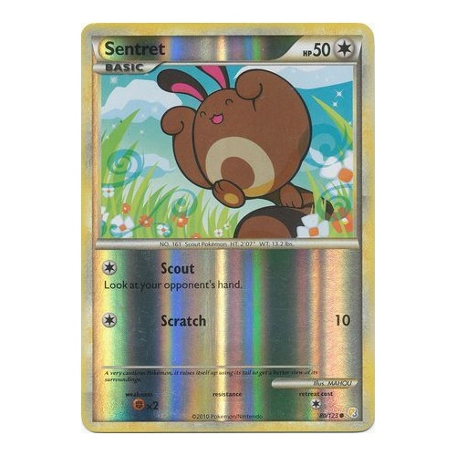 Sentret 80/123 HS Base Set Reverse Holo Common Pokemon Card NEAR MINT TCG