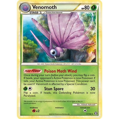 Venomoth 11/102 HS Triumphant Holo Rare Pokemon Card NEAR MINT TCG