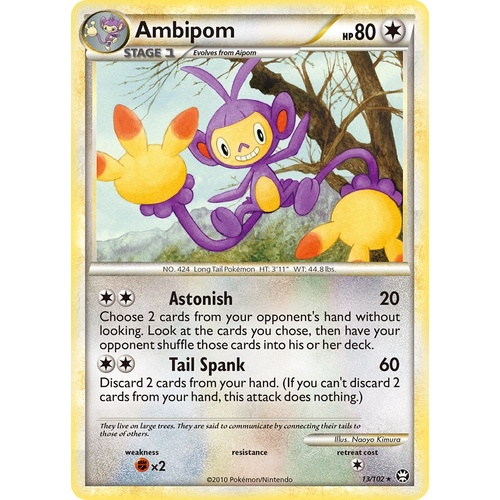 Ambipom 13/102 HS Triumphant Rare Pokemon Card NEAR MINT TCG