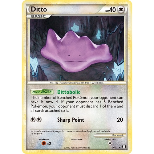 Ditto 17/102 HS Triumphant Rare Pokemon Card NEAR MINT TCG
