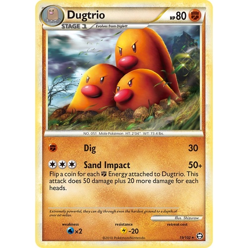 Dugtrio 19/102 HS Triumphant Rare Pokemon Card NEAR MINT TCG