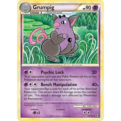 Grumpig 23/102 HS Triumphant Rare Pokemon Card NEAR MINT TCG