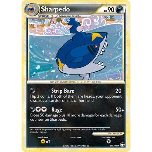 Sharpedo 30/102 HS Triumphant Rare Pokemon Card NEAR MINT TCG