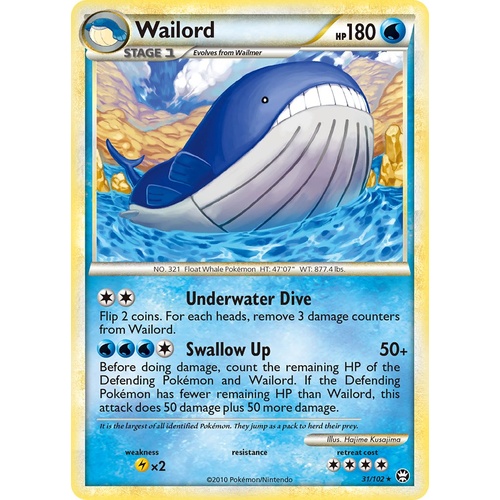 Wailord 31/102 HS Triumphant Rare Pokemon Card NEAR MINT TCG
