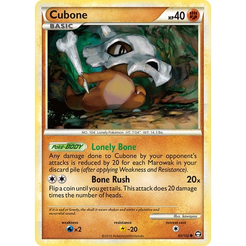 Cubone 60/102 HS Triumphant Common Pokemon Card NEAR MINT TCG