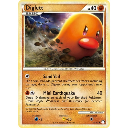 Diglett 61/102 HS Triumphant Common Pokemon Card NEAR MINT TCG