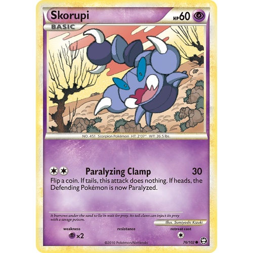 Skorupi 76/102 HS Triumphant Common Pokemon Card NEAR MINT TCG