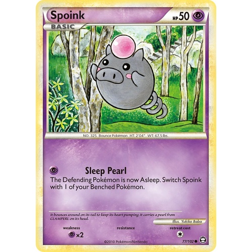 Spoink 77/102 HS Triumphant Common Pokemon Card NEAR MINT TCG