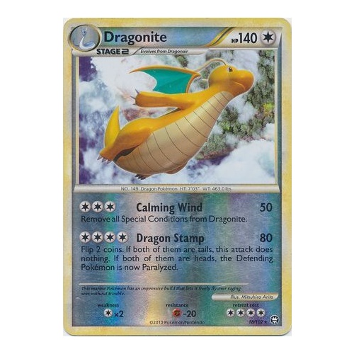 Dragonite 18/102 HS Triumphant Reverse Holo Rare Pokemon Card NEAR MINT TCG