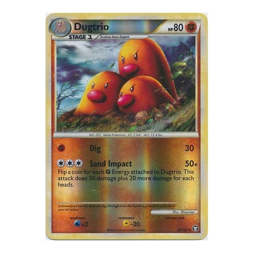 Dugtrio 19/102 HS Triumphant Reverse Holo Rare Pokemon Card NEAR MINT TCG