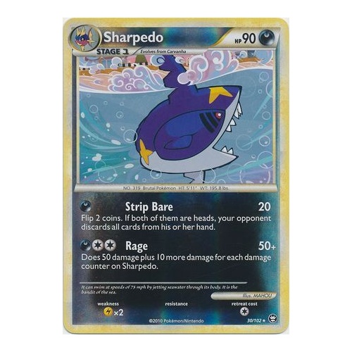 Sharpedo 30/102 HS Triumphant Reverse Holo Rare Pokemon Card NEAR MINT TCG