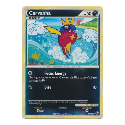 Carvanha 59/102 HS Triumphant Reverse Holo Common Pokemon Card NEAR MINT TCG