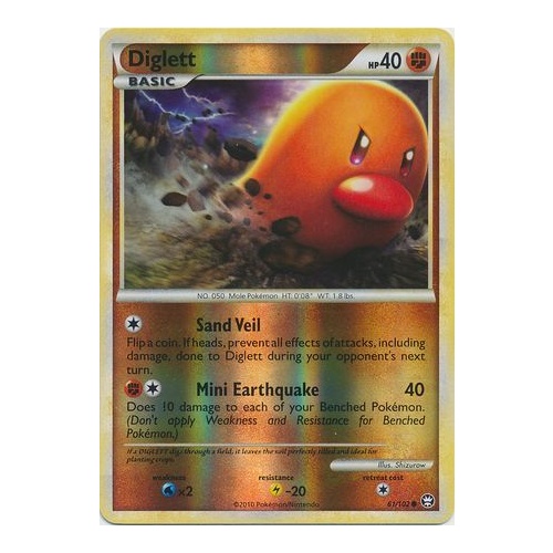 Diglett 61/102 HS Triumphant Reverse Holo Common Pokemon Card NEAR MINT TCG