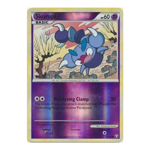 Skorupi 76/102 HS Triumphant Reverse Holo Common Pokemon Card NEAR MINT TCG