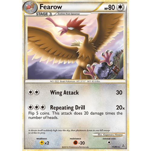 Fearow 15/95 HS Unleashed Rare Pokemon Card NEAR MINT TCG