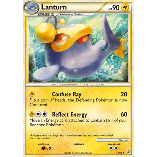 Lanturn 18/95 HS Unleashed Rare Pokemon Card NEAR MINT TCG