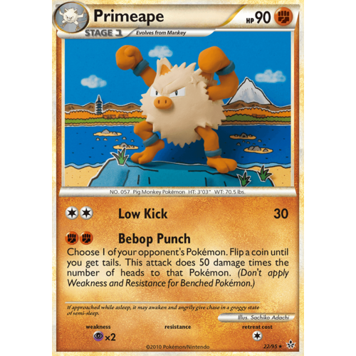 Primeape 22/95 HS Unleashed Rare Pokemon Card NEAR MINT TCG