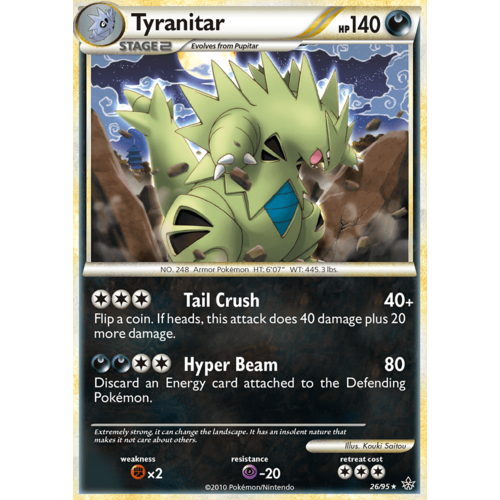 Tyranitar 26/95 HS Unleashed Rare Pokemon Card NEAR MINT TCG