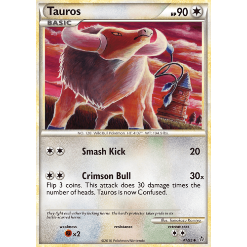 Tauros 41/95 HS Unleashed Uncommon Pokemon Card NEAR MINT TCG