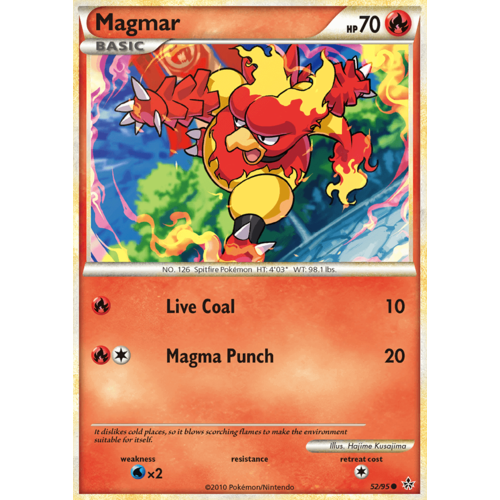 Magmar 52/95 HS Unleashed Common Pokemon Card NEAR MINT TCG