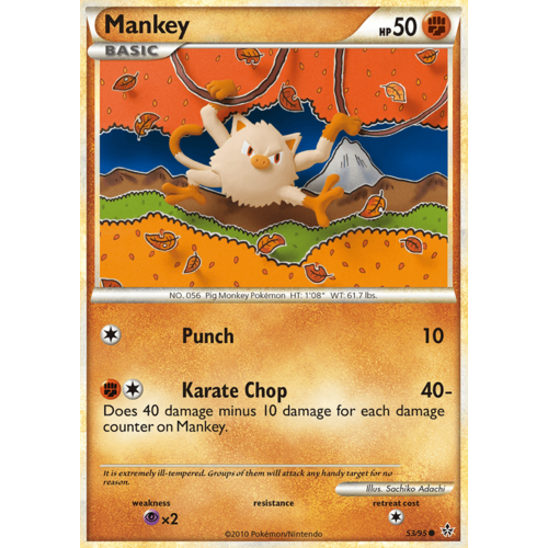 Mankey 53/95 HS Unleashed Common Pokemon Card NEAR MINT TCG