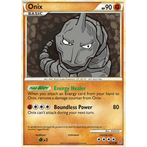 Onix 56/95 HS Unleashed Common Pokemon Card NEAR MINT TCG
