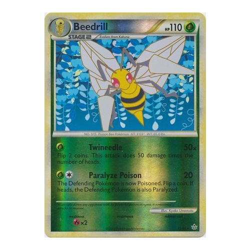 Beedrill 12/95 HS Unleashed Reverse Holo Rare Pokemon Card NEAR MINT TCG