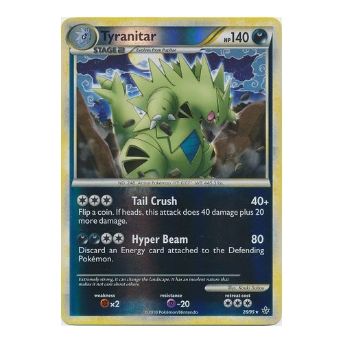 Tyranitar 26/95 HS Unleashed Reverse Holo Rare Pokemon Card NEAR MINT TCG