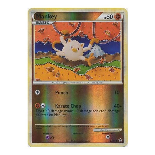Mankey 53/95 HS Unleashed Reverse Holo Common Trainer Pokemon Card NEAR MINT TCG
