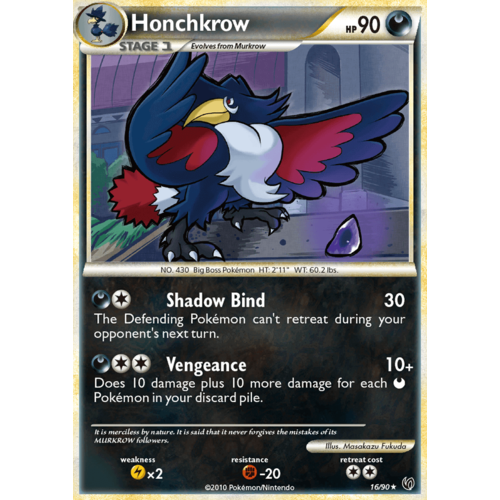 Honchkrow 16/90 HS Undaunted Rare Pokemon Card NEAR MINT TCG