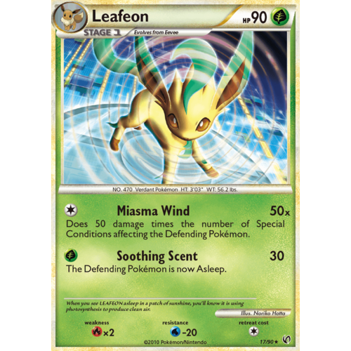 Leafeon 17/90 HS Undaunted Rare Pokemon Card NEAR MINT TCG