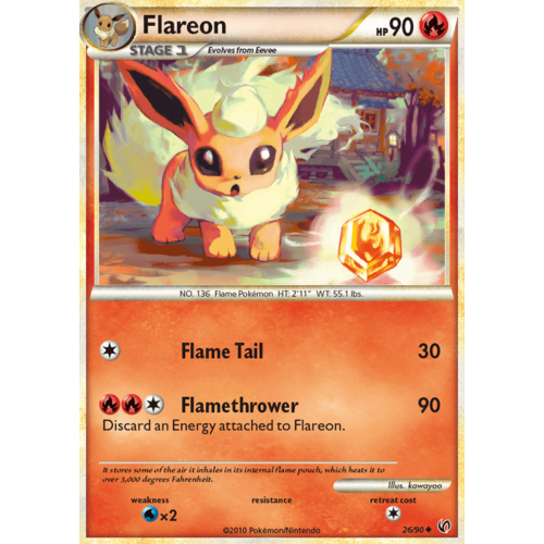 Flareon 26/90 HS Undaunted Uncommon Pokemon Card NEAR MINT TCG