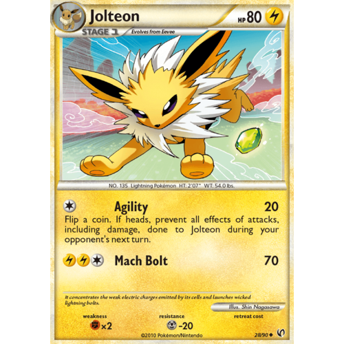 Jolteon 28/90 HS Undaunted Uncommon Pokemon Card NEAR MINT TCG