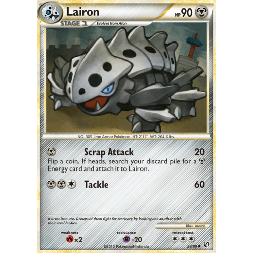 Lairon 29/90 HS Undaunted Uncommon Pokemon Card NEAR MINT TCG