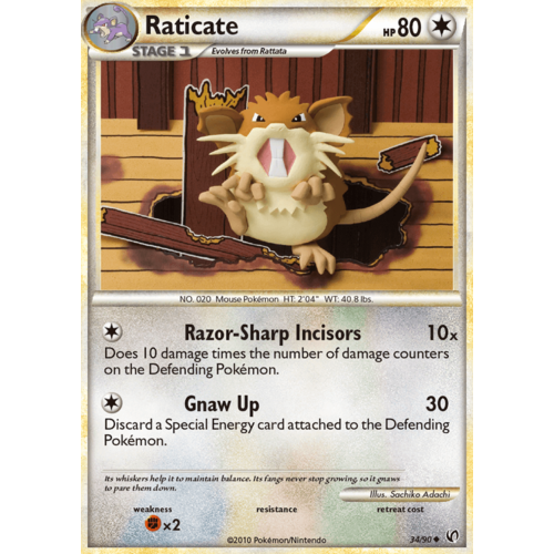 Raticate 34/90 HS Undaunted Uncommon Pokemon Card NEAR MINT TCG