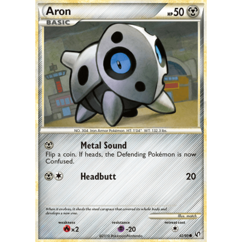 Aron 42/90 HS Undaunted Common Pokemon Card NEAR MINT TCG