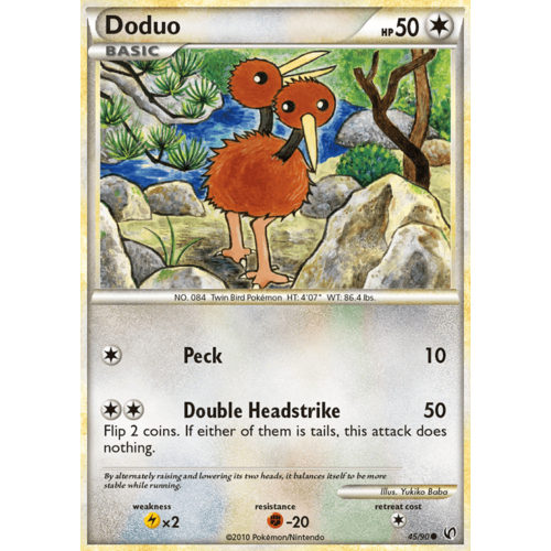 Doduo 45/90 HS Undaunted Common Pokemon Card NEAR MINT TCG