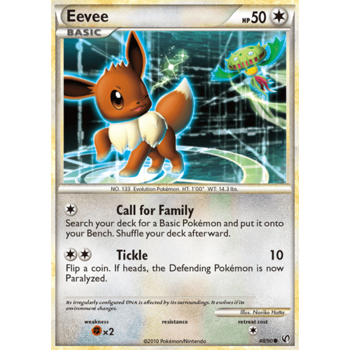 Eevee 48/90 HS Undaunted Common Pokemon Card NEAR MINT TCG