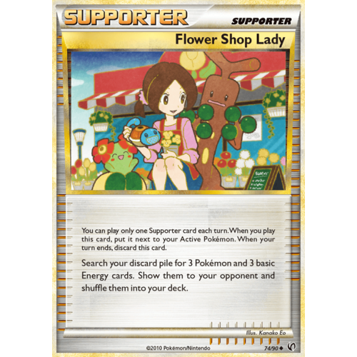 Flower Shop Lady 74/90 HS Undaunted Uncommon Trainer Pokemon Card NEAR MINT TCG