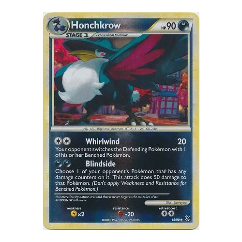 Honchkrow 15/90 HS Undaunted Reverse Holo Rare Pokemon Card NEAR MINT TCG