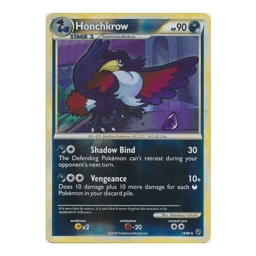 Honchkrow 16/90 HS Undaunted Reverse Holo Rare Pokemon Card NEAR MINT TCG