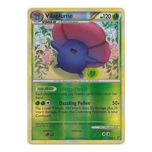 Vileplume 24/90 HS Undaunted Reverse Holo Rare Pokemon Card NEAR MINT TCG