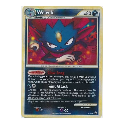 Weavile 25/90 HS Undaunted Reverse Holo Rare Pokemon Card NEAR MINT TCG