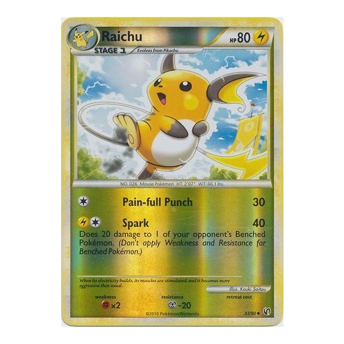 Raichu 33/90 HS Undaunted Reverse Holo Uncommon Pokemon Card NEAR MINT TCG