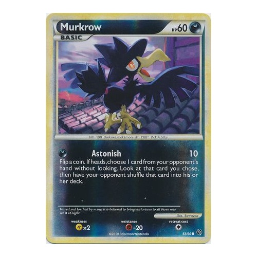 Murkrow 58/90 HS Undaunted Reverse Holo Common Pokemon Card NEAR MINT TCG