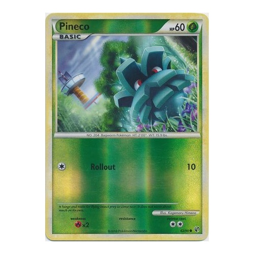 Pineco 62/90 HS Undaunted Reverse Holo Common Pokemon Card NEAR MINT TCG