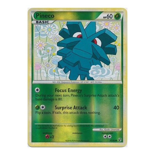 Pineco 63/90 HS Undaunted Reverse Holo Common Pokemon Card NEAR MINT TCG