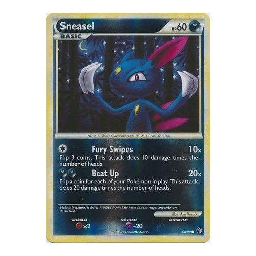 Sneasel 68/90 HS Undaunted Reverse Holo Common Pokemon Card NEAR MINT TCG