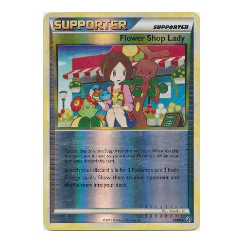 Flower Shop Lady 74/90 HS Undaunted Reverse Holo Uncommon Trainer Pokemon Card NEAR MINT TCG